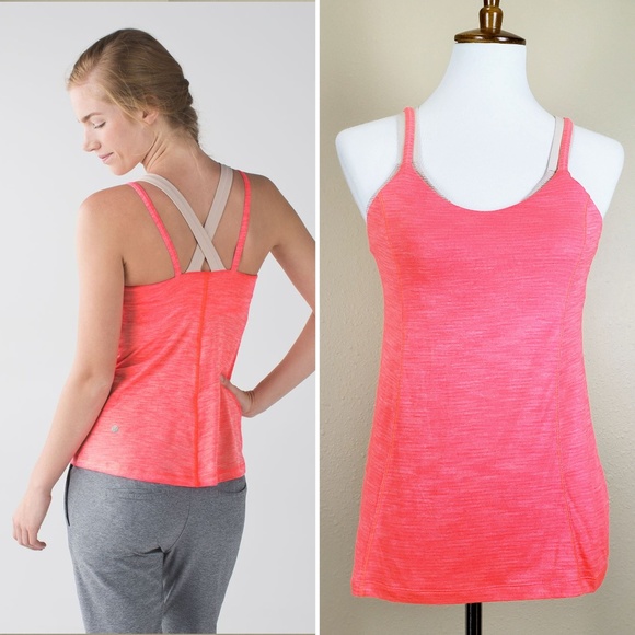 Lululemon Run For Gold Tank Top in Heather Coral 8